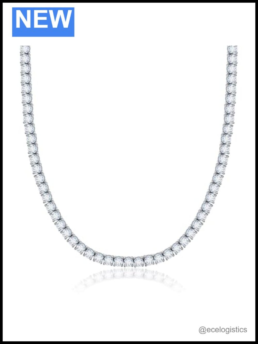 Sterling Silver 4mm Cubic Zirconia Tennis Necklace